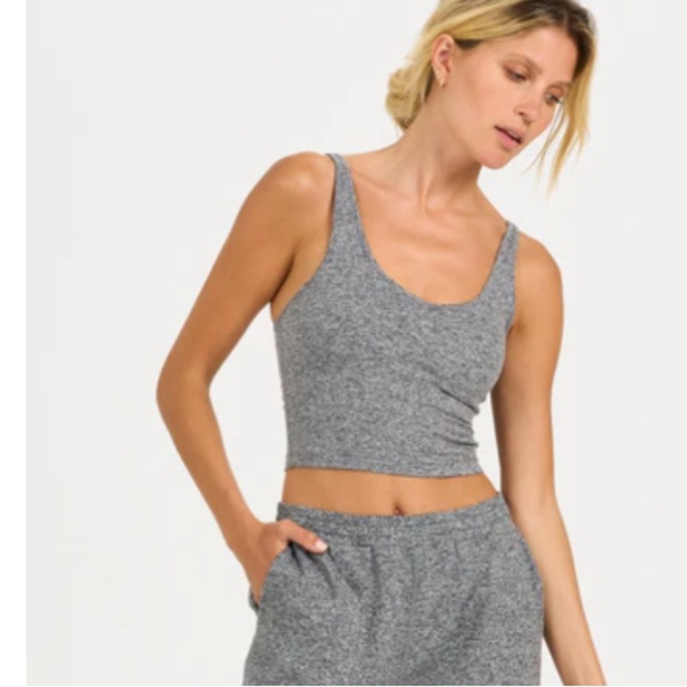 Vuori Halo Performance Crop Tank - Heather Grey - Size M